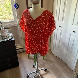 Floral Red Women's Top